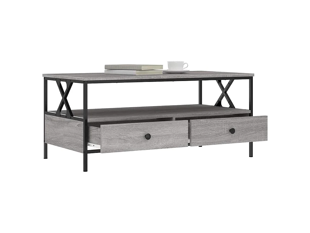 Salontafel 100x51x45 cm bewerkt hout grijs sonoma eiken