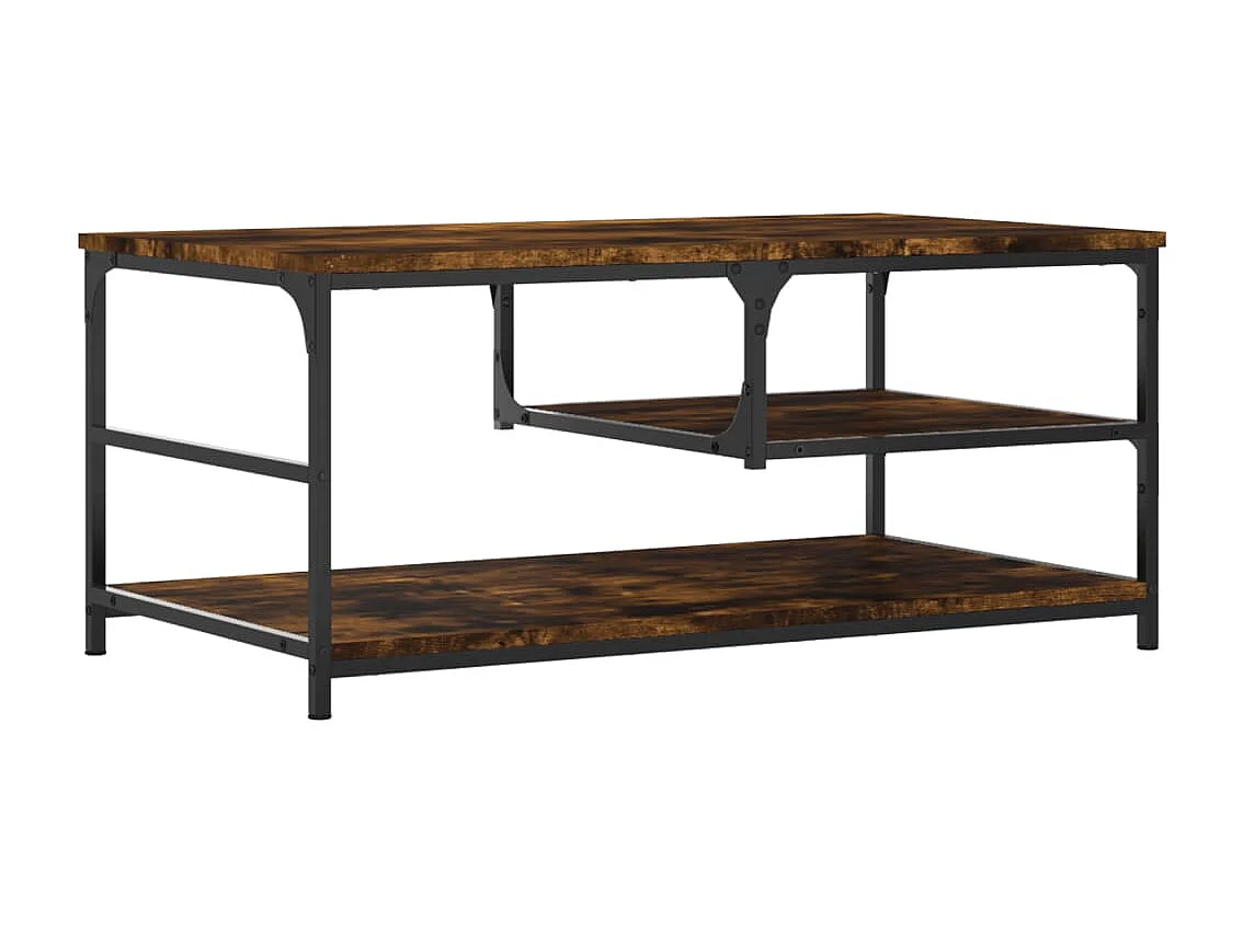 Table basse chêne fumé 90x49x40 cm bois d'ingénierie
