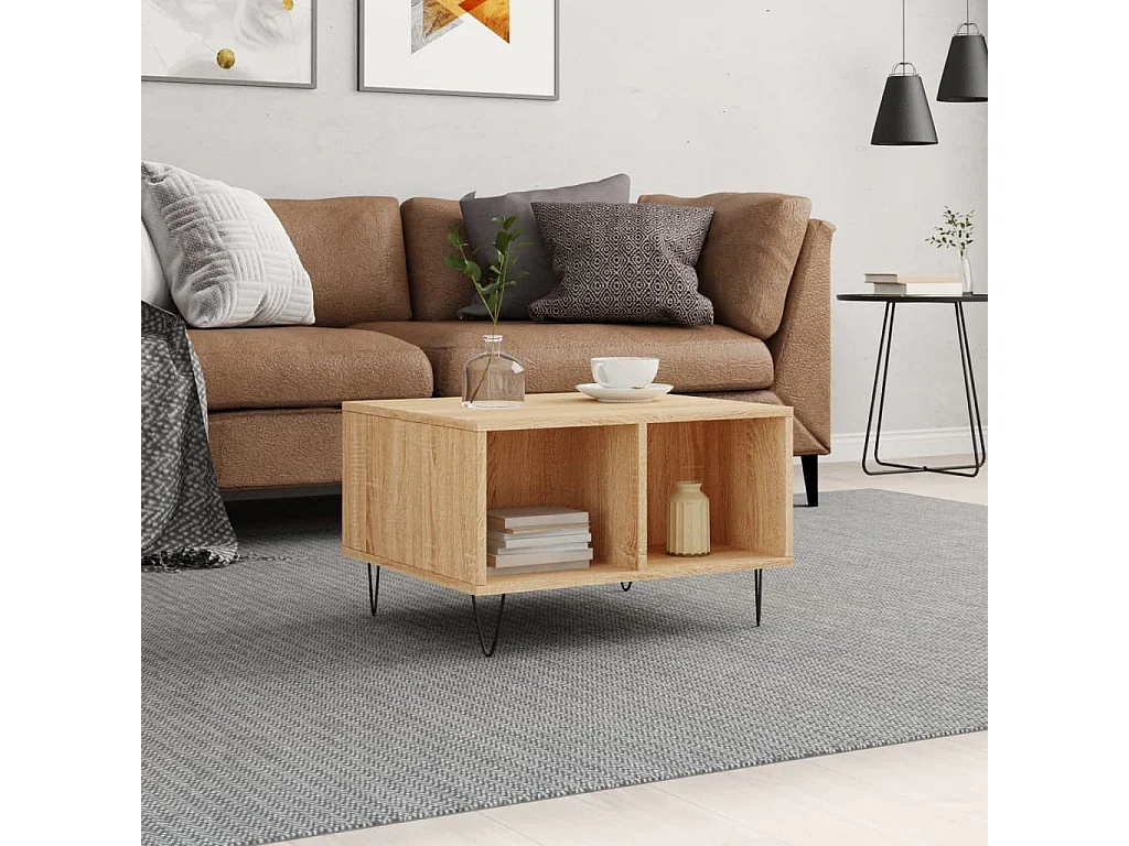 Tavolino Salotto Rovere Sonoma 60x50x36,5 cm Legno Multistrato
