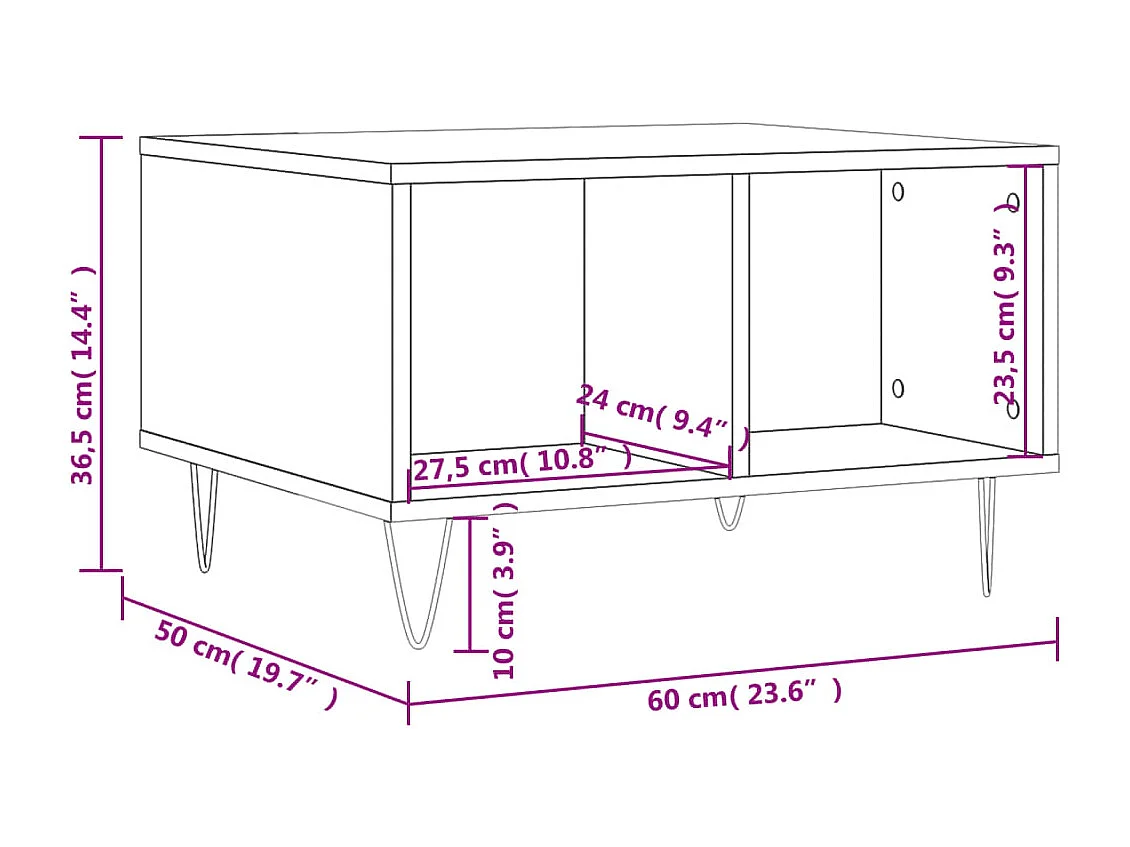 Tavolino Salotto Rovere Sonoma 60x50x36,5 cm Legno Multistrato