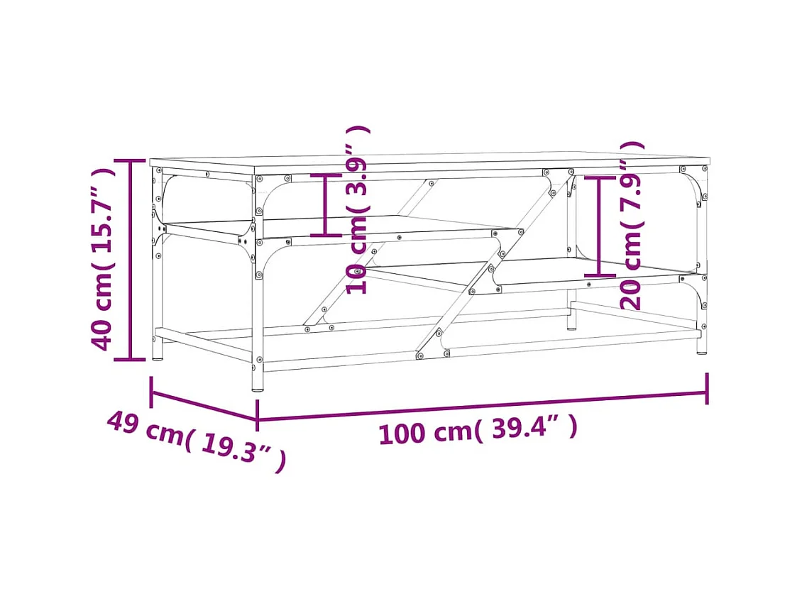 Table basse noir 100x49x40 cm bois d'ingénierie