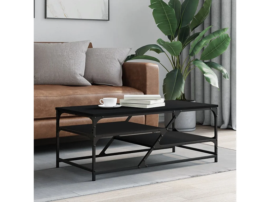 Table basse noir 100x49x40 cm bois d'ingénierie