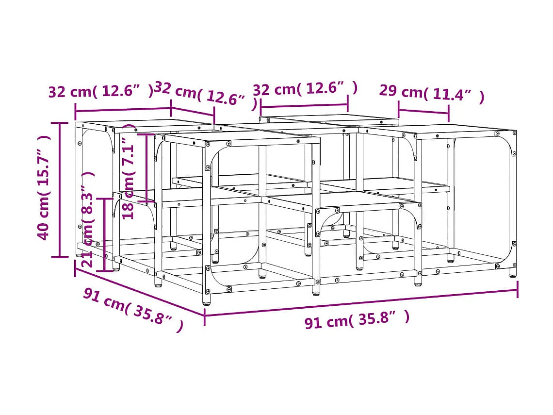 Couchtisch Schwarz 91x91x40 cm Holzwerkstoff