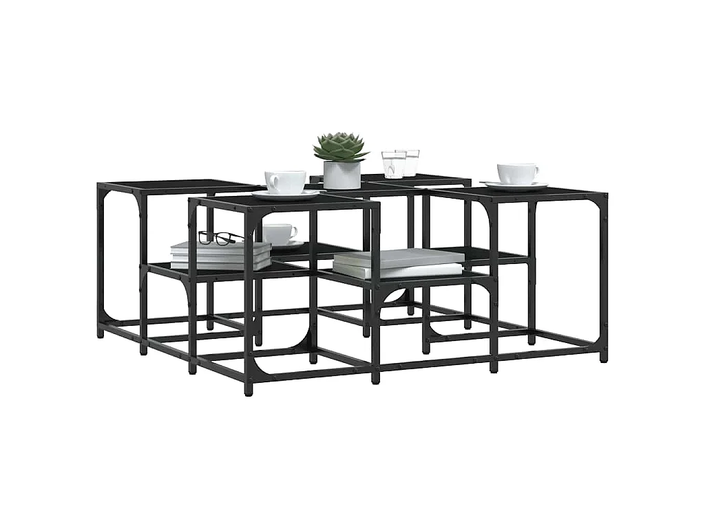 Tavolino da Salotto Nero 91x91x40 cm in Legno Multistrato
