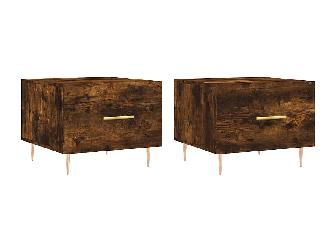 Tables basses 2 pcs chêne fumé 50x50x40 cm bois d'ingénierie
