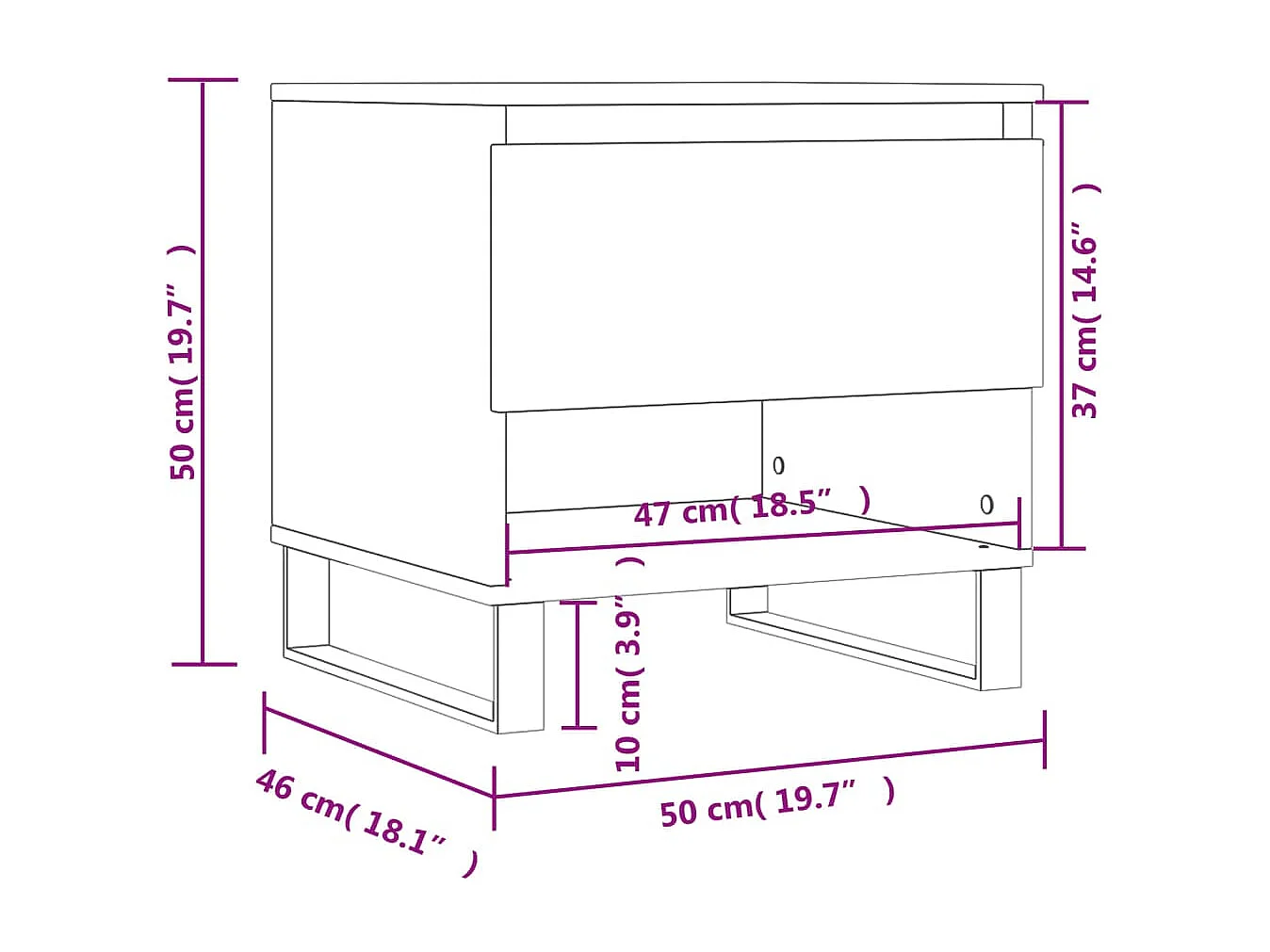 Mesa de centro madera de ingeniería negro 50x46x50 cm