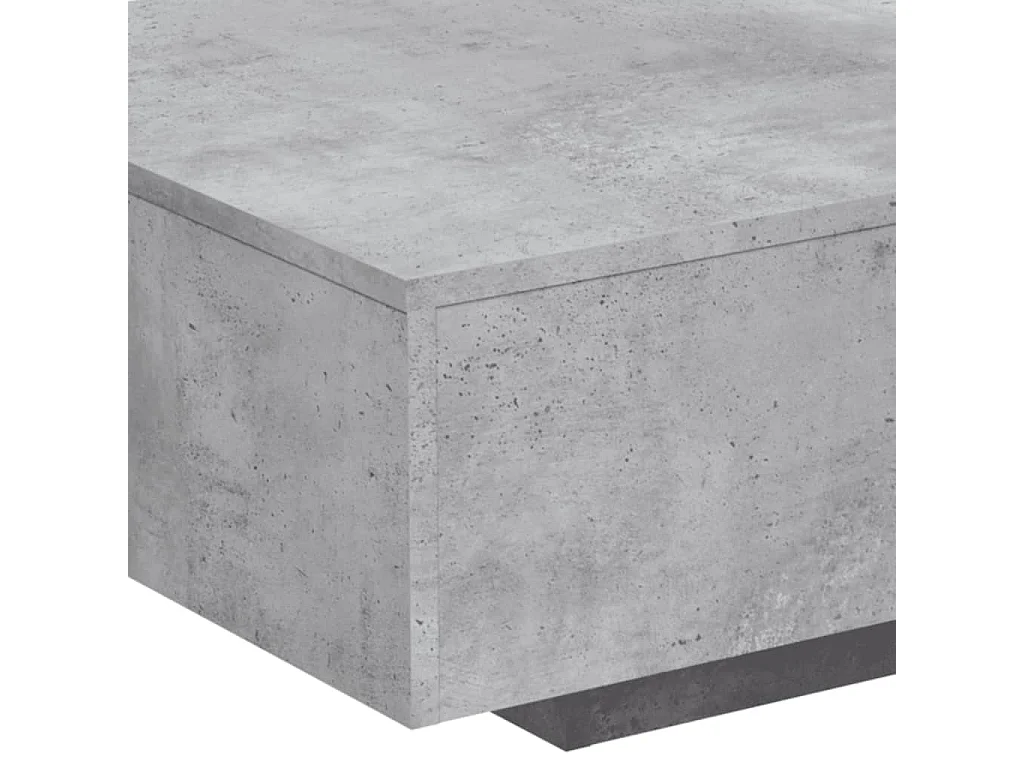 Table basse avec lumières LED gris béton 85x55x31 cm