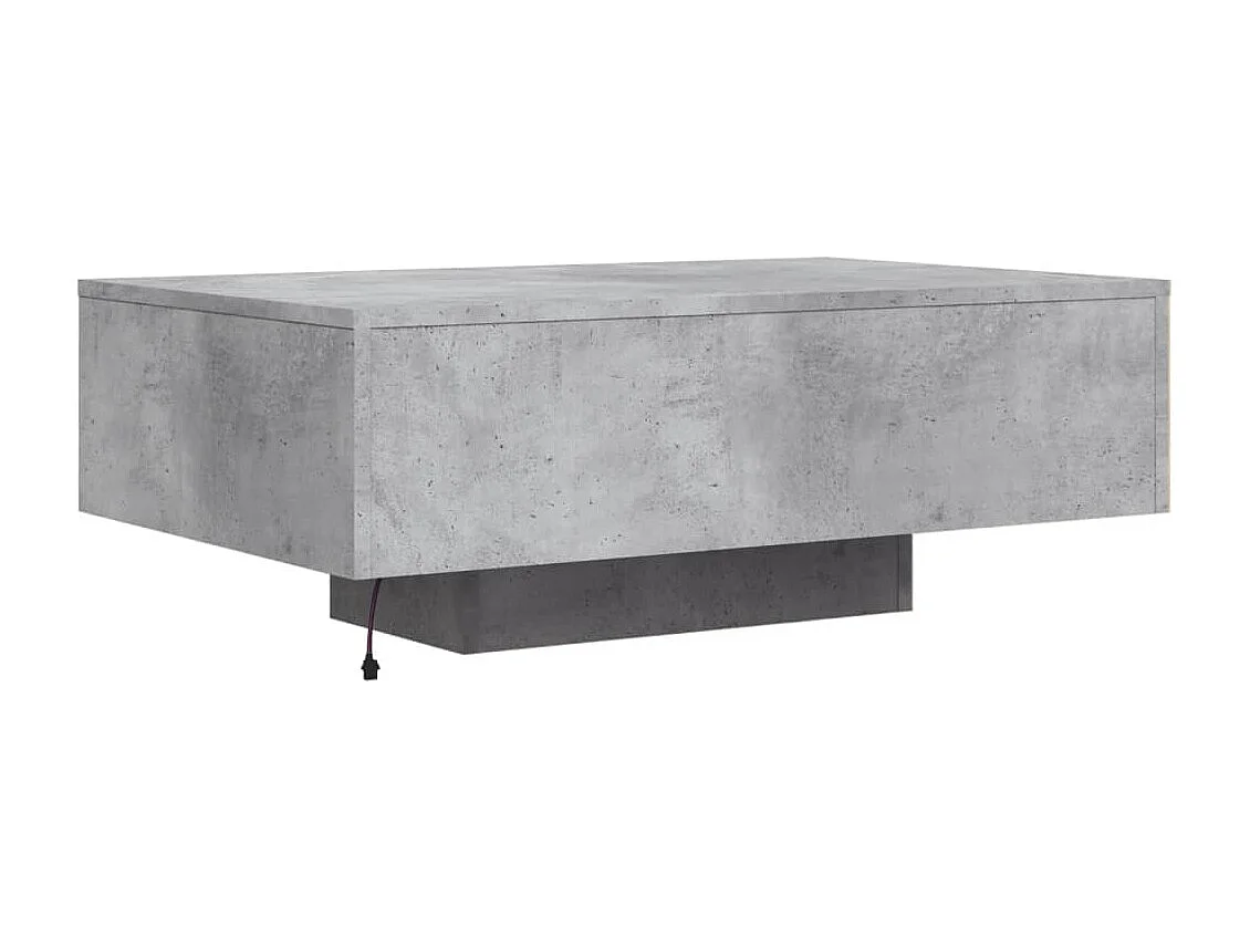 Table basse avec lumières LED gris béton 85x55x31 cm