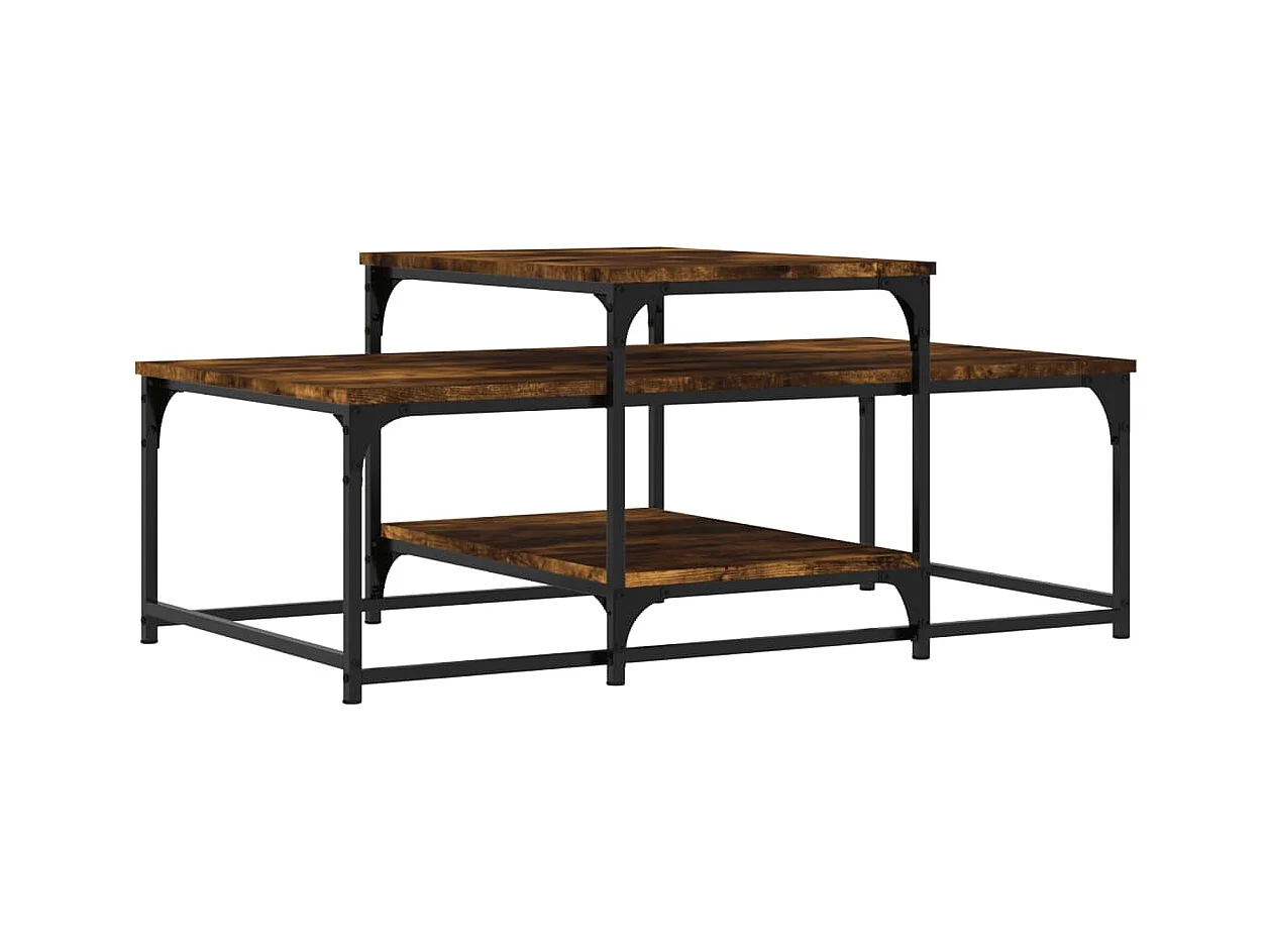 Table basse chêne fumé 102x60x45 cm bois d'ingénierie