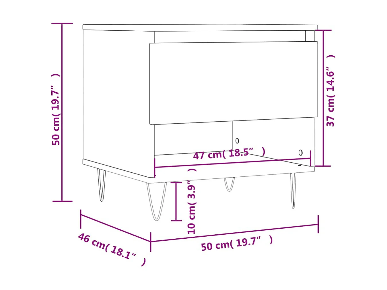 Mesa de centro madera de ingeniería negro 50x46x50 cm