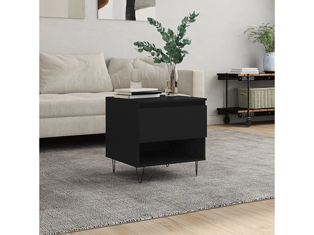 Salontafel 50x46x50 cm bewerkt hout zwart