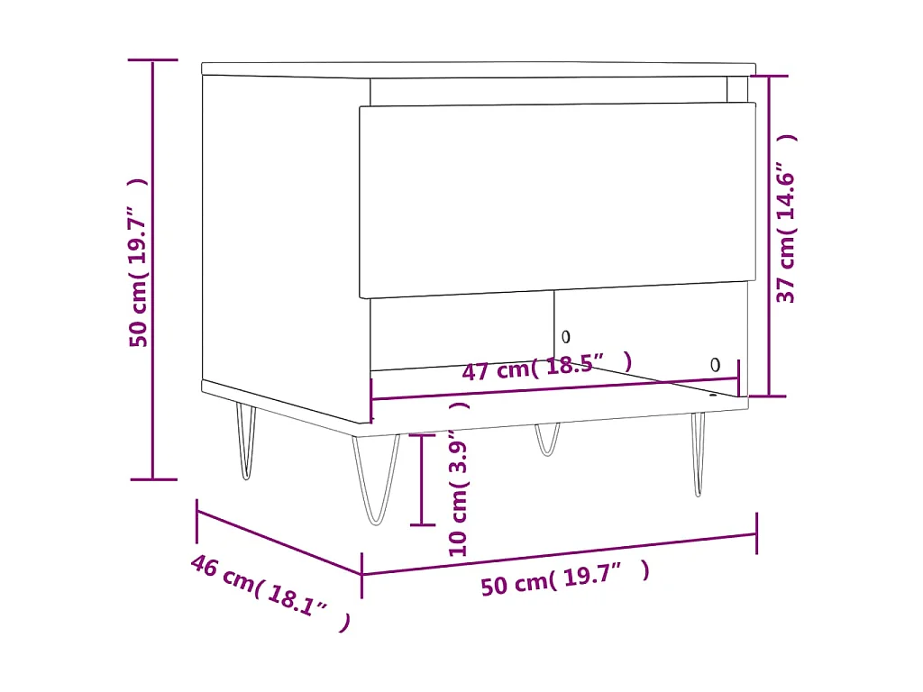 Salontafel 50x46x50 cm bewerkt hout zwart