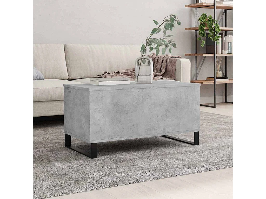Tavolino Salotto Grigio Cemento 90x44,5x45 cm Legno Multistrato
