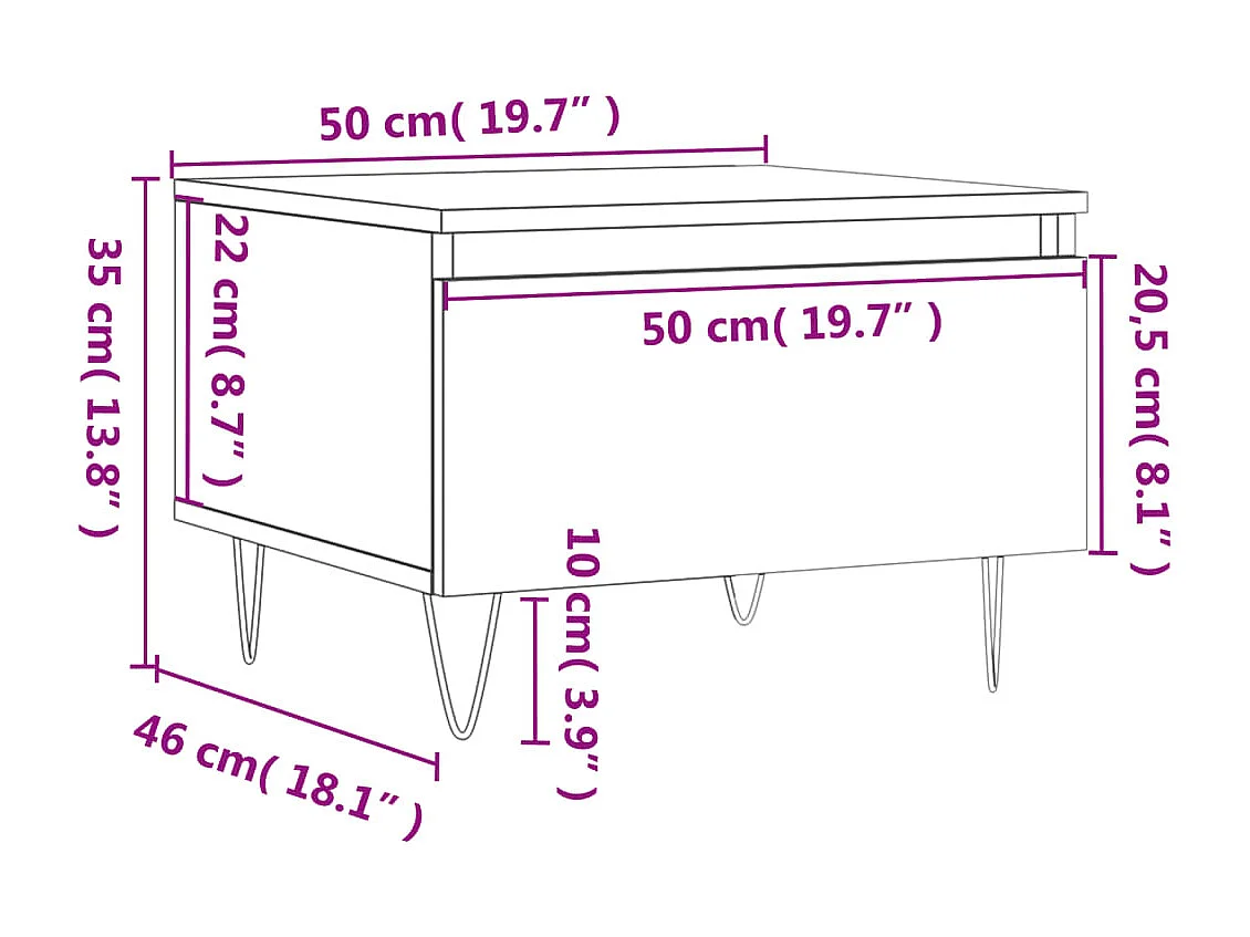 Tables basses 2 pcs gris béton 50x46x35 cm bois d'ingénierie
