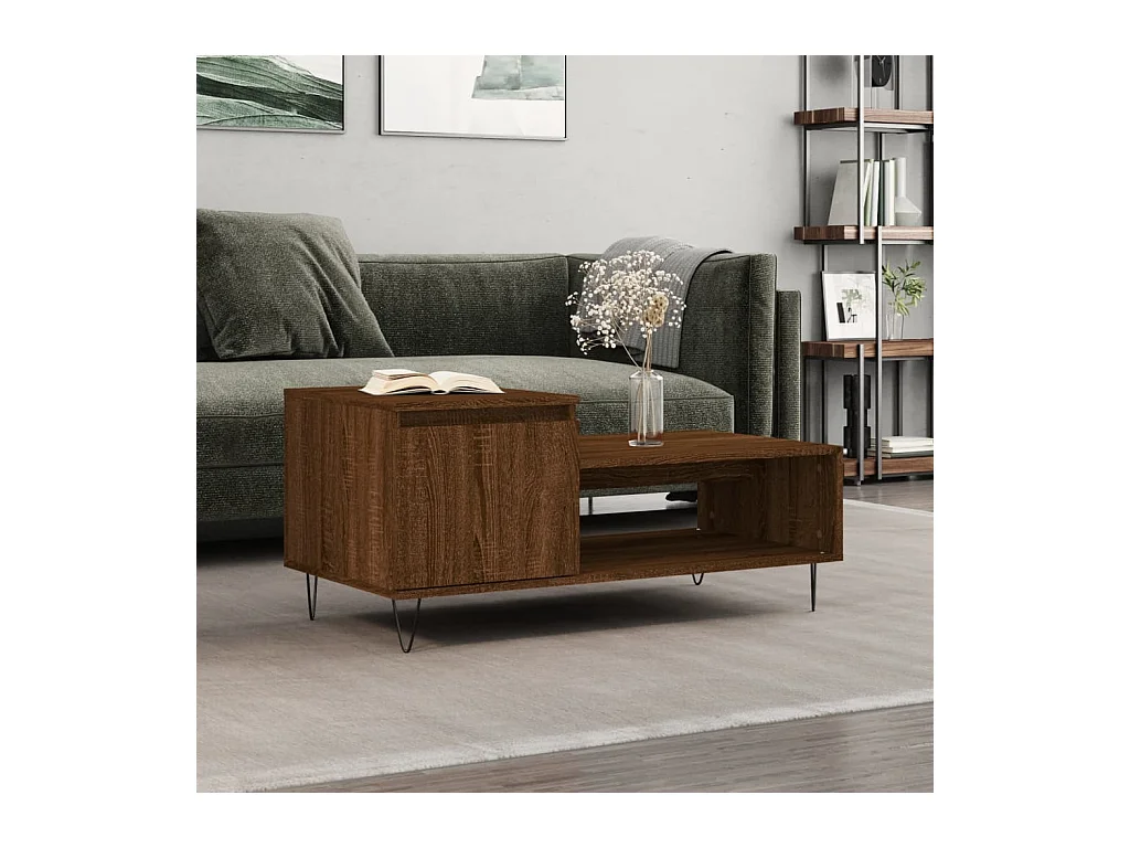 Table basse Chêne marron 100x50x45 cm Bois d'ingénierie