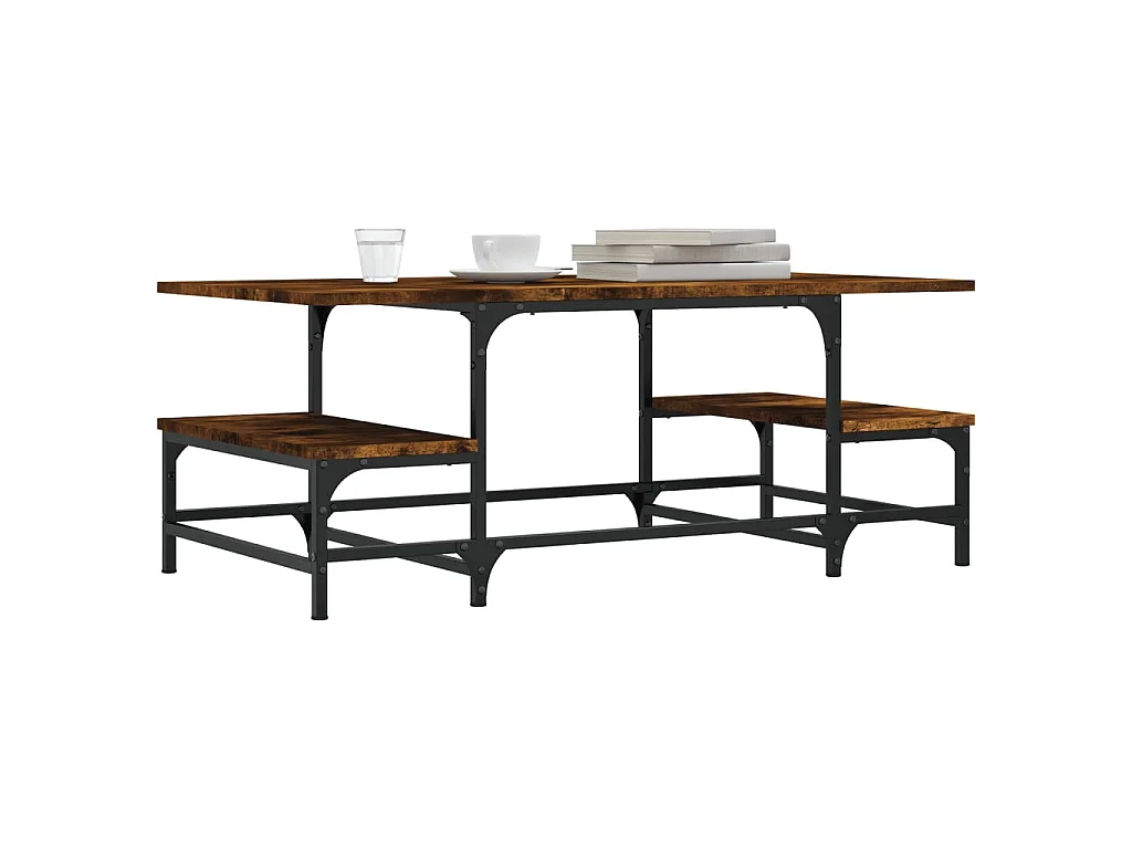 Table basse chêne fumé 100x50,5x40 cm bois d'ingénierie