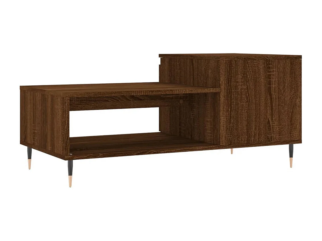 Mesa de centro madera contrachapada roble marrón 100x50x45 cm
