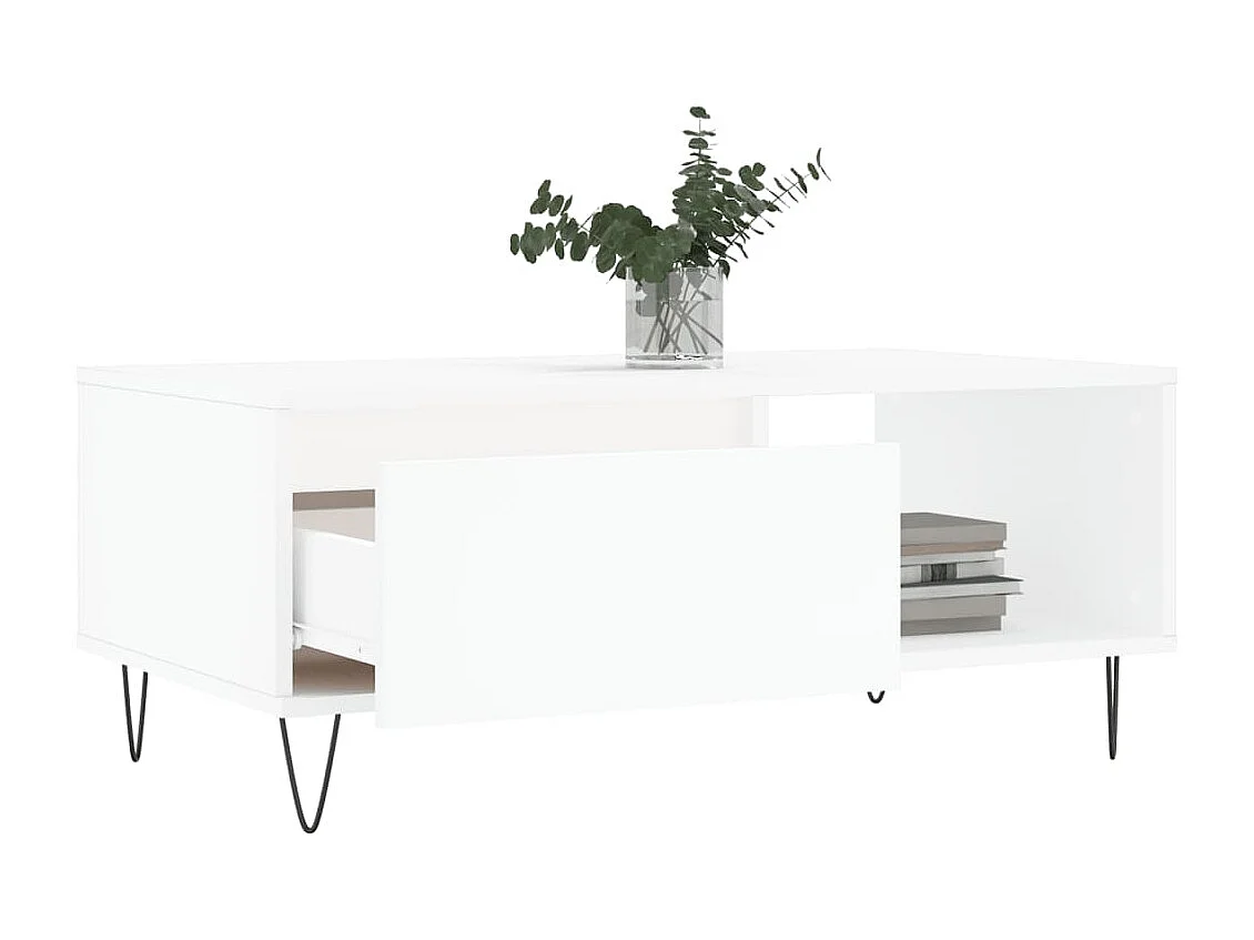 Table basse Blanc 90x50x36,5 cm Bois d'ingénierie