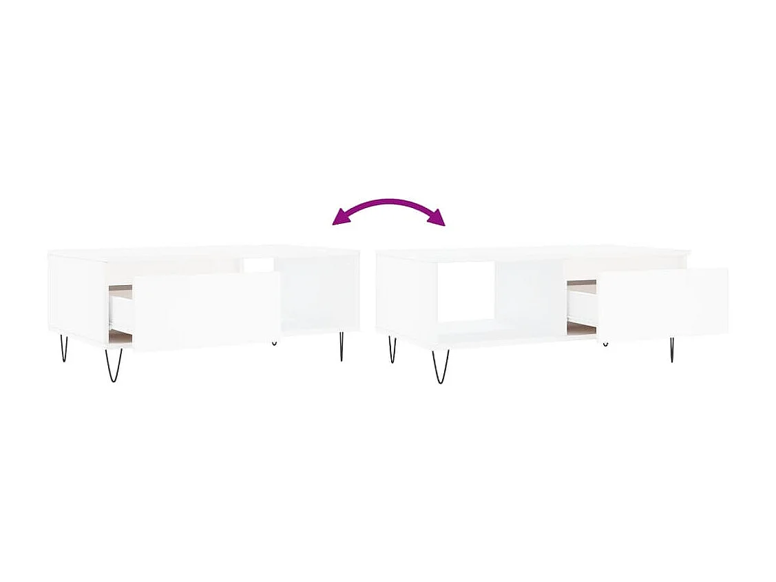 Table basse Blanc 90x50x36,5 cm Bois d'ingénierie