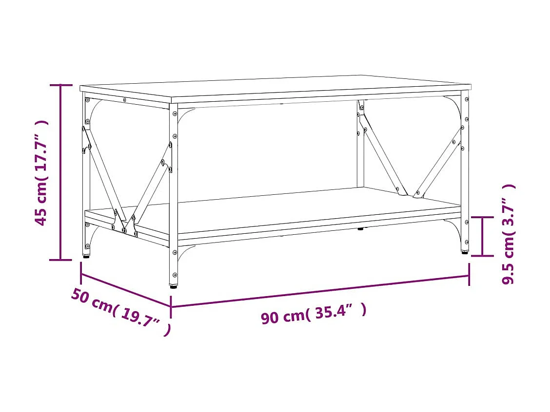 Couchtisch Schwarz 90x50x45 cm Holzwerkstoff