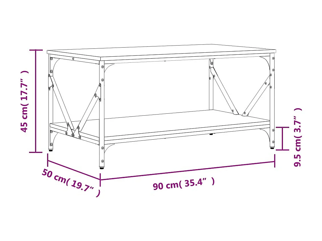 Couchtisch Schwarz 90x50x45 cm Holzwerkstoff