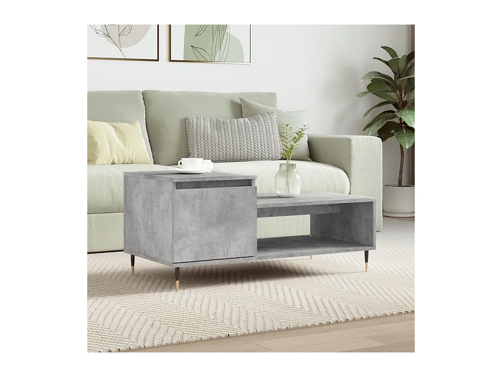 Table basse Gris béton 100x50x45 cm Bois d'ingénierie