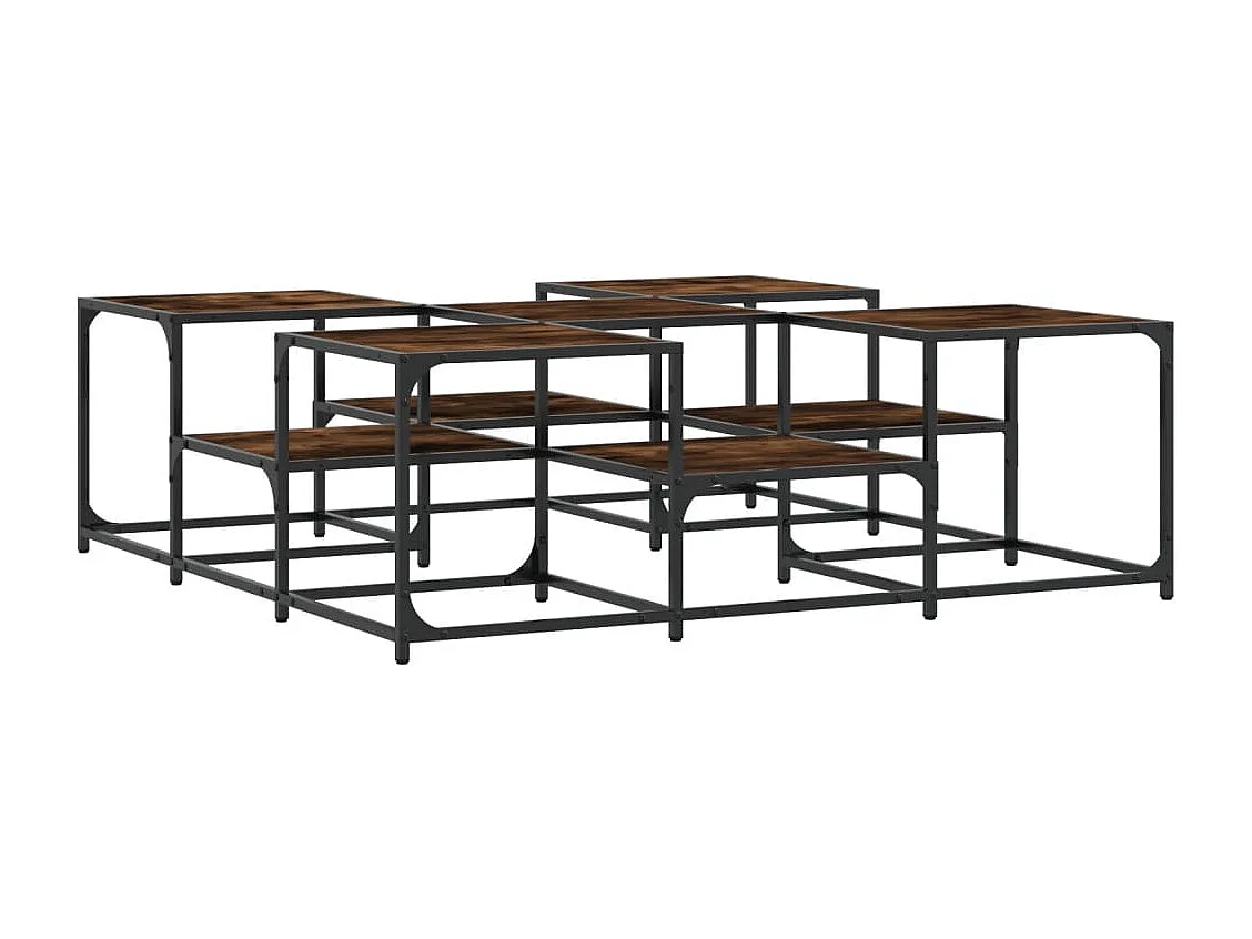 Salontafel 121x121x40 cm bewerkt hout gerookt eikenkleurig