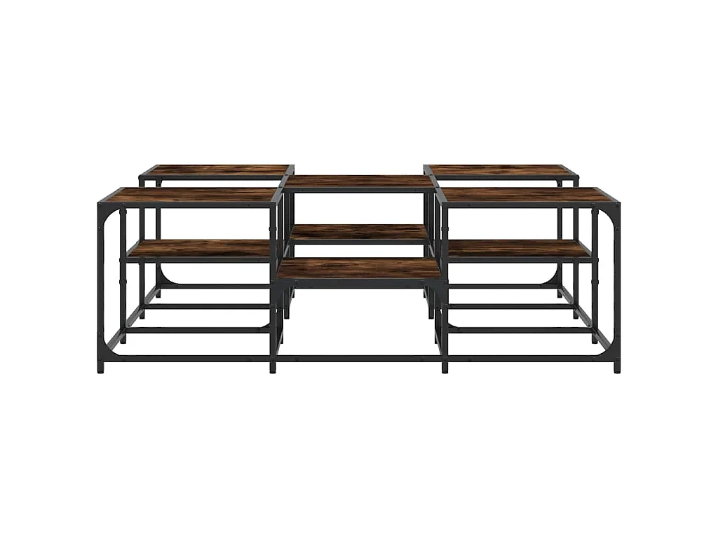 Salontafel 121x121x40 cm bewerkt hout gerookt eikenkleurig