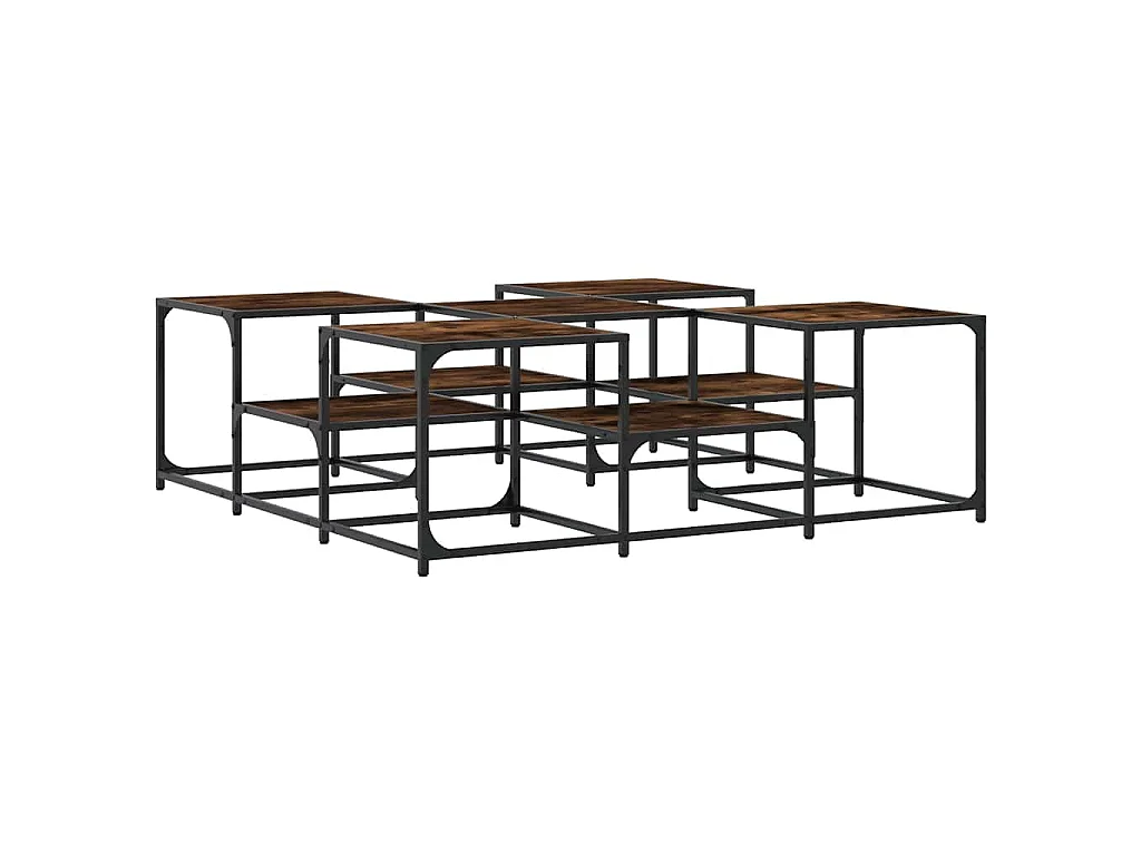 Salontafel 121x121x40 cm bewerkt hout gerookt eikenkleurig