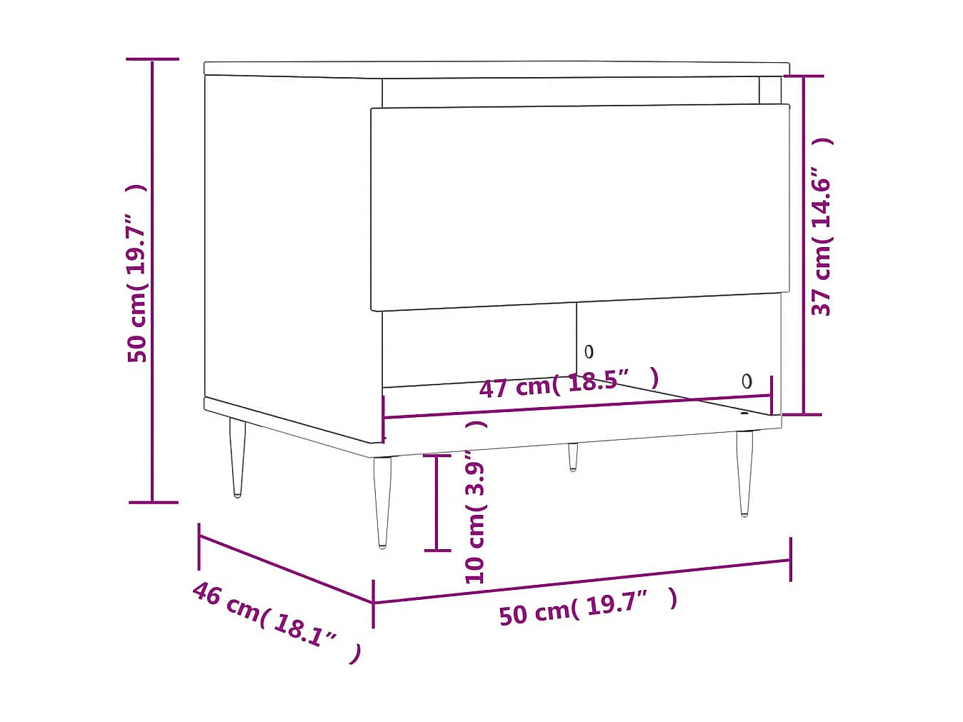 Salontafel 50x46x50 cm bewerkt hout betongrijs