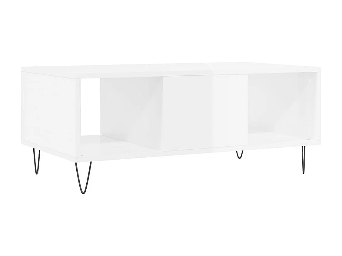 Table basse Blanc brillant 90x50x36,5 cm Bois d'ingénierie