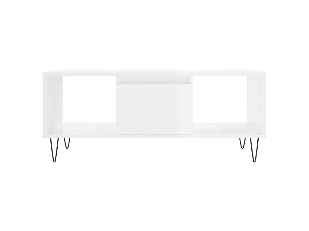 Salontafel 90x50x36,5 cm bewerkt hout hoogglans wit
