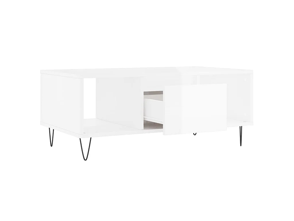 Salontafel 90x50x36,5 cm bewerkt hout hoogglans wit