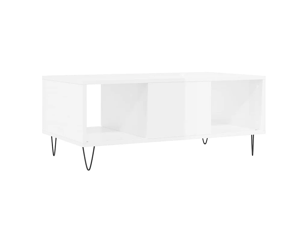 Salontafel 90x50x36,5 cm bewerkt hout hoogglans wit
