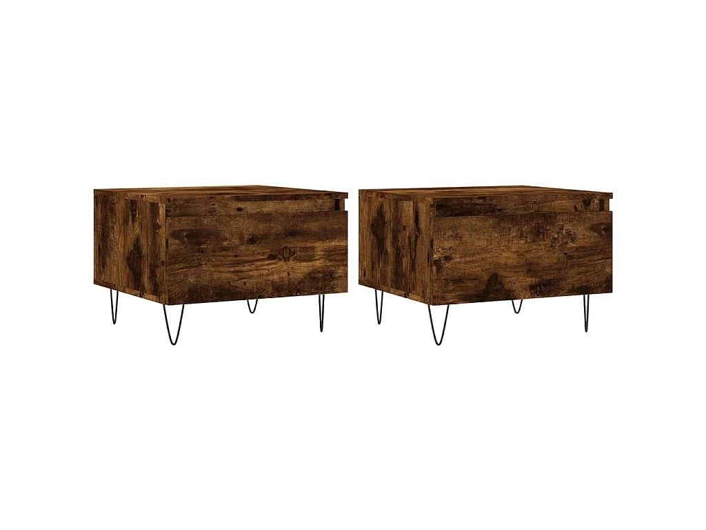 Tables basses 2 pcs chêne fumé 50x46x35 cm bois d'ingénierie