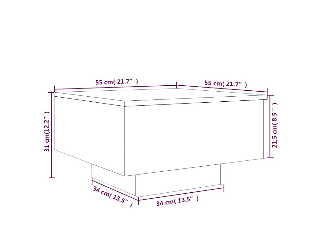 Couchtisch Sonoma-Eiche 55x55x31 cm Holzwerkstoff
