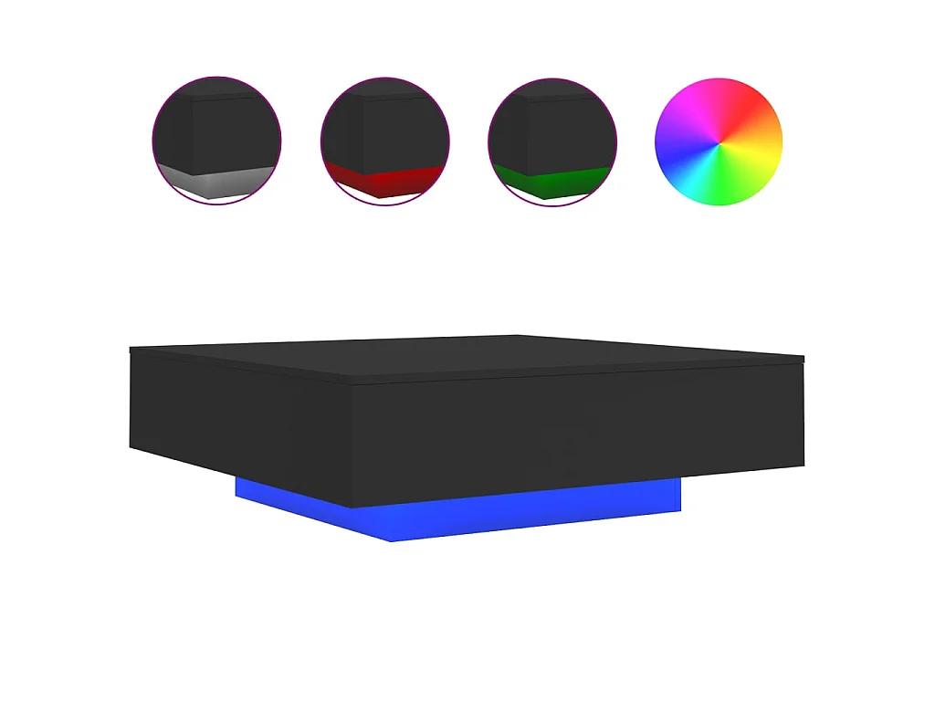 Couchtisch mit LED-Leuchten Schwarz 100x100x31 cm