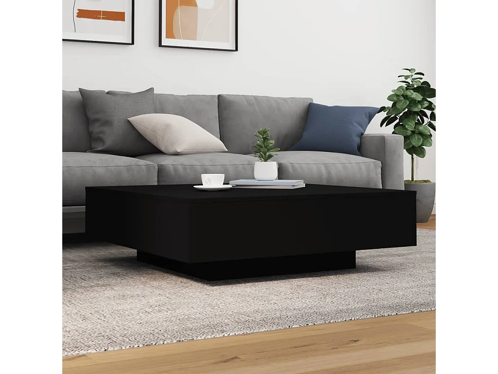 Table basse avec lumières LED noir 100x100x31 cm