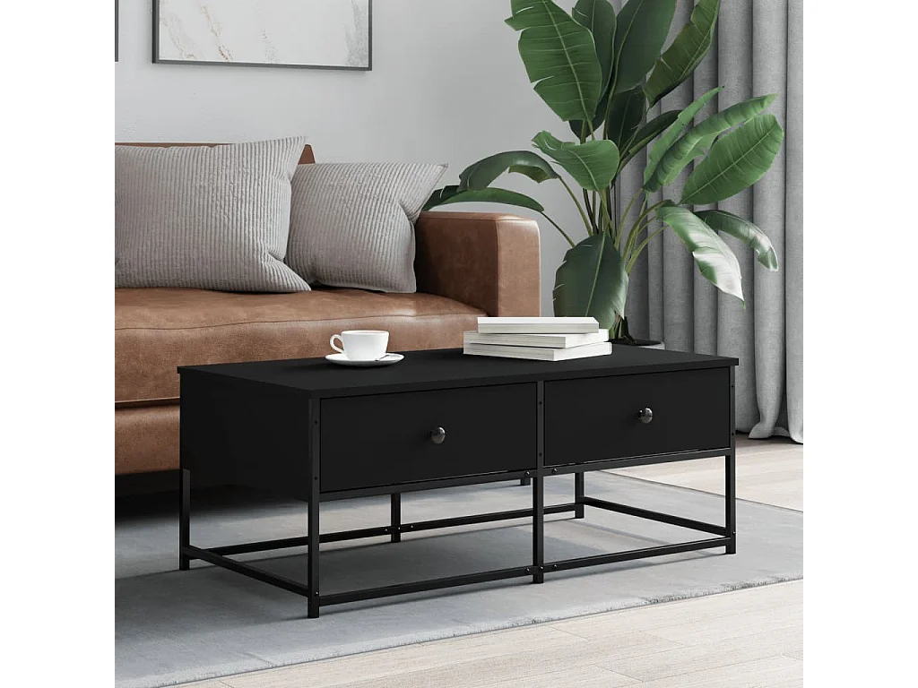 Table basse noir 100x51x40 cm bois d'ingénierie