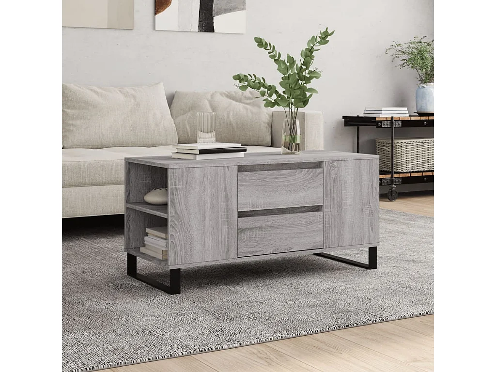 Table basse sonoma gris 102x44,5x50 cm bois d'ingénierie
