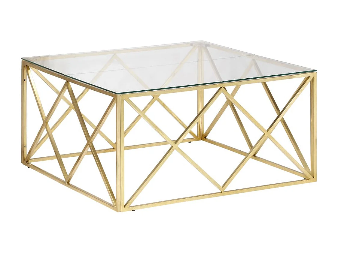 Couchtisch Golden Edelstahl und Hartglas