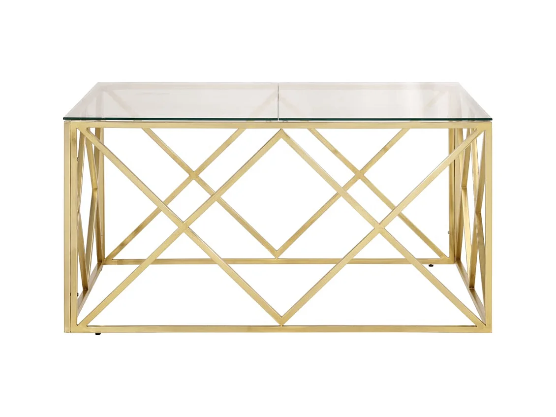 Couchtisch Golden Edelstahl und Hartglas