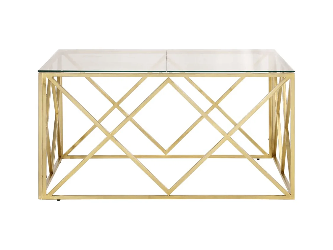 Couchtisch Golden Edelstahl und Hartglas
