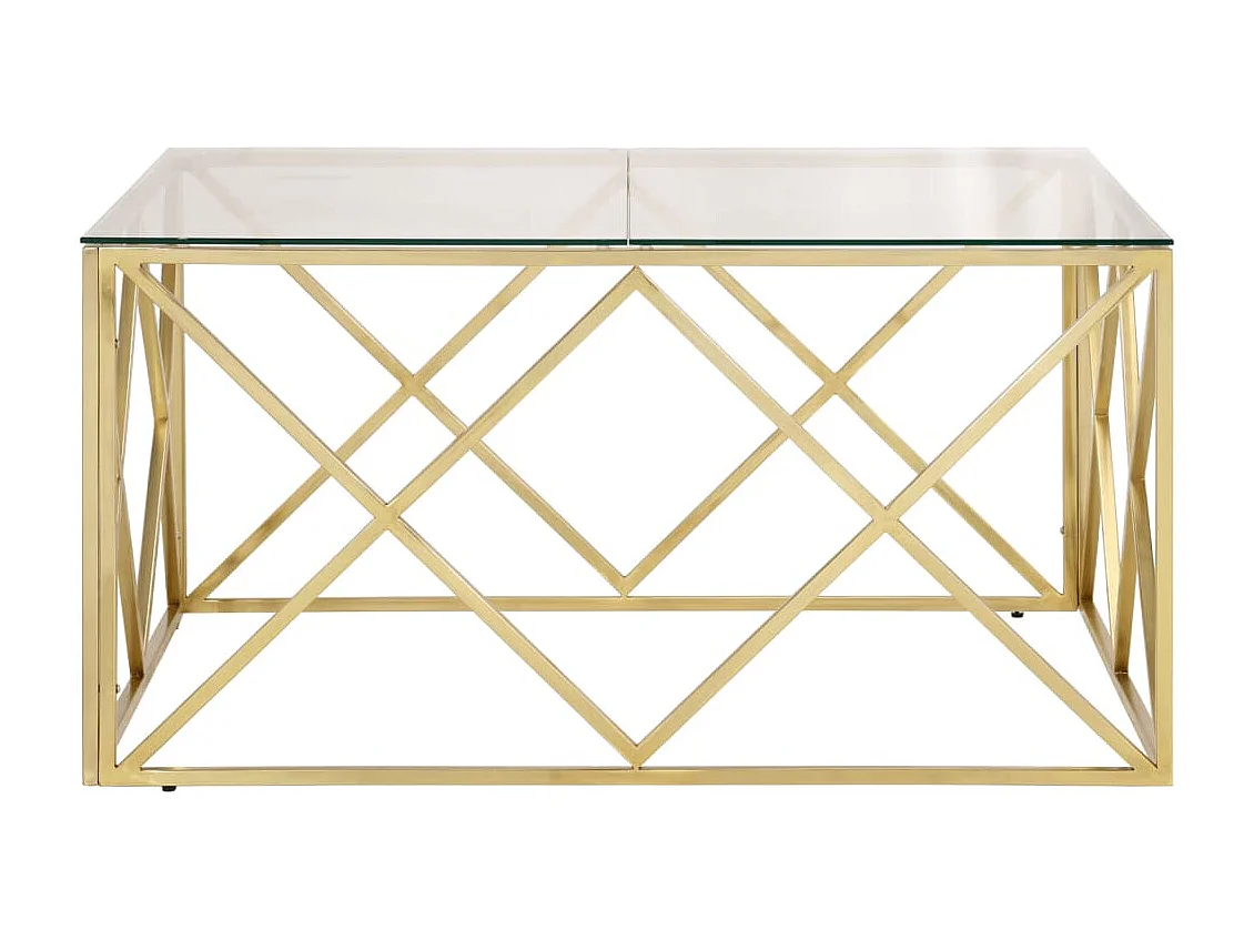 Couchtisch Golden Edelstahl und Hartglas