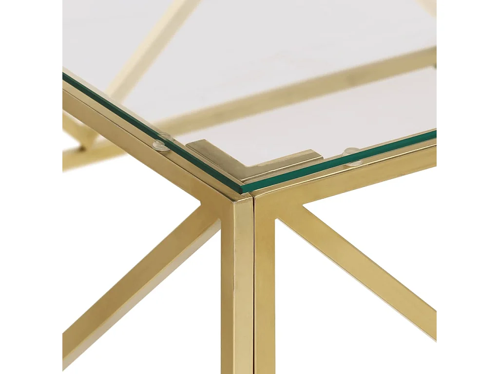 Couchtisch Golden Edelstahl und Hartglas