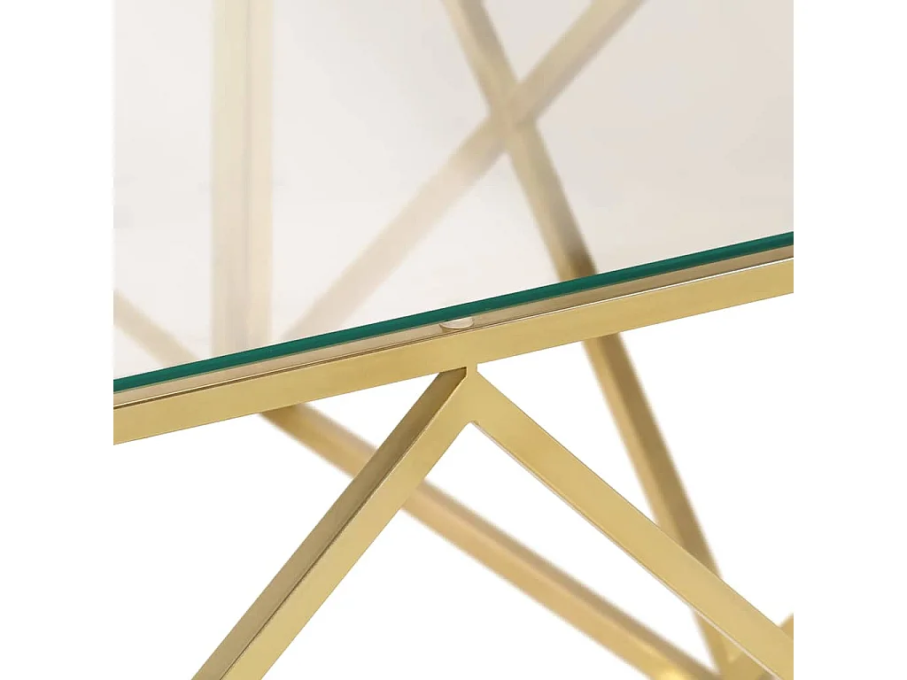 Table basse doré acier inoxydable et verre trempé