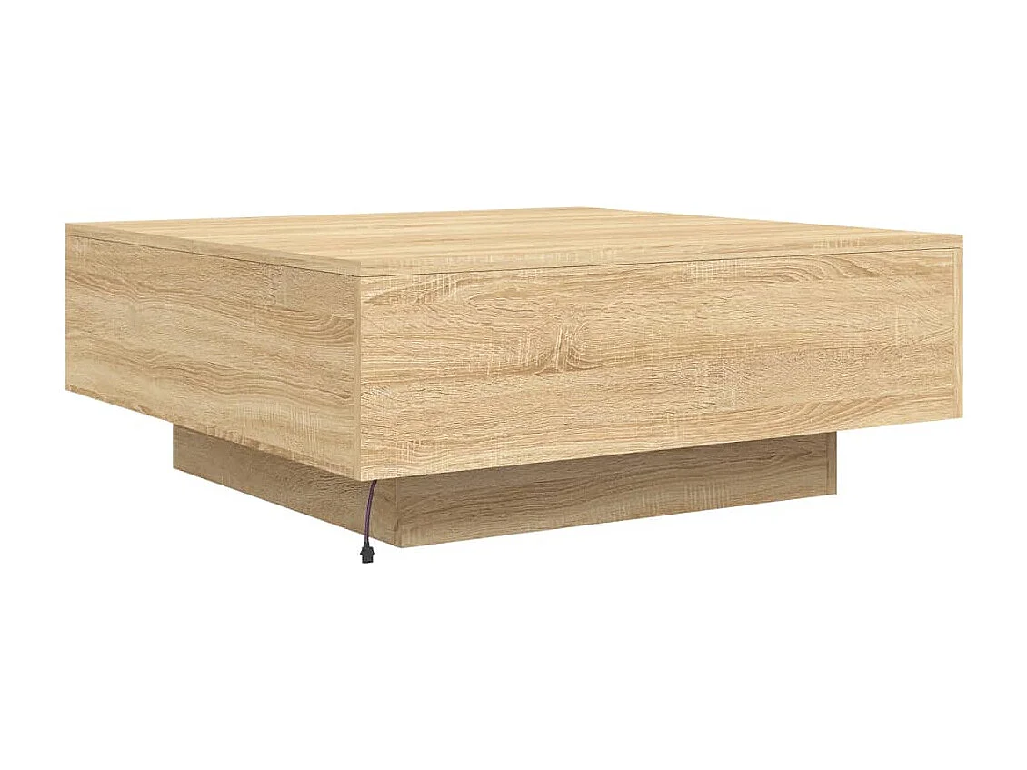 Table basse avec lumières LED chêne sonoma 80x80x31 cm