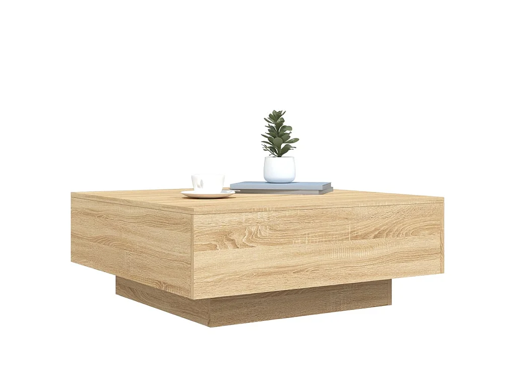Table basse avec lumières LED chêne sonoma 80x80x31 cm