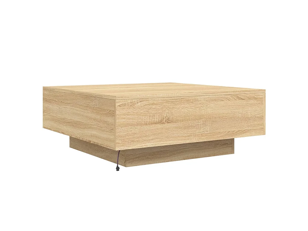 Table basse avec lumières LED chêne sonoma 80x80x31 cm