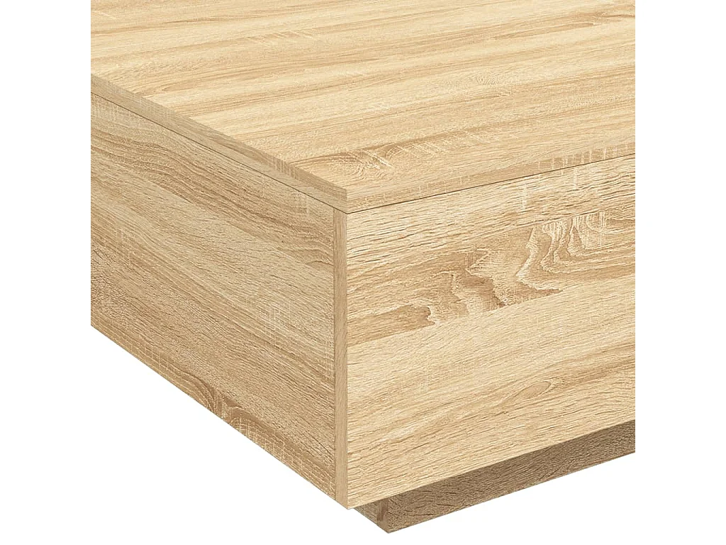 Table basse avec lumières LED chêne sonoma 80x80x31 cm